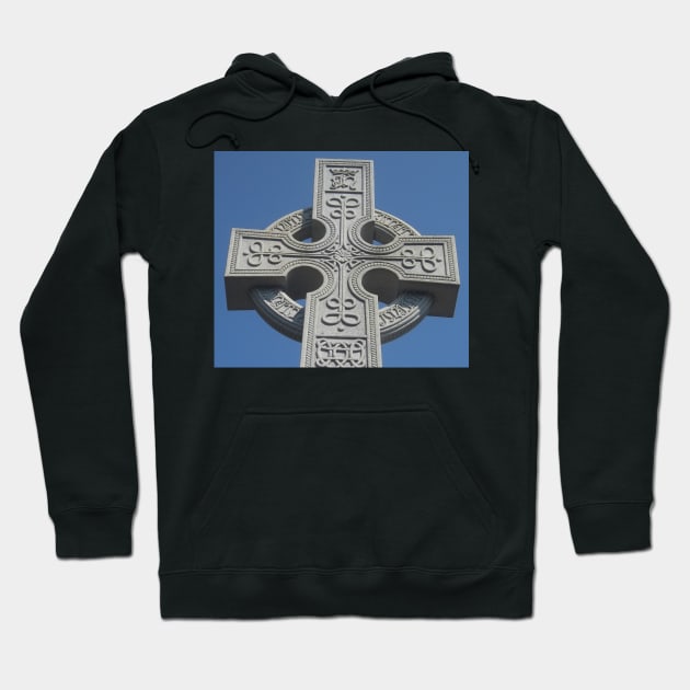 Celtic Cross Tombstone Statue - blue, grey Hoodie by Wanderer Bat